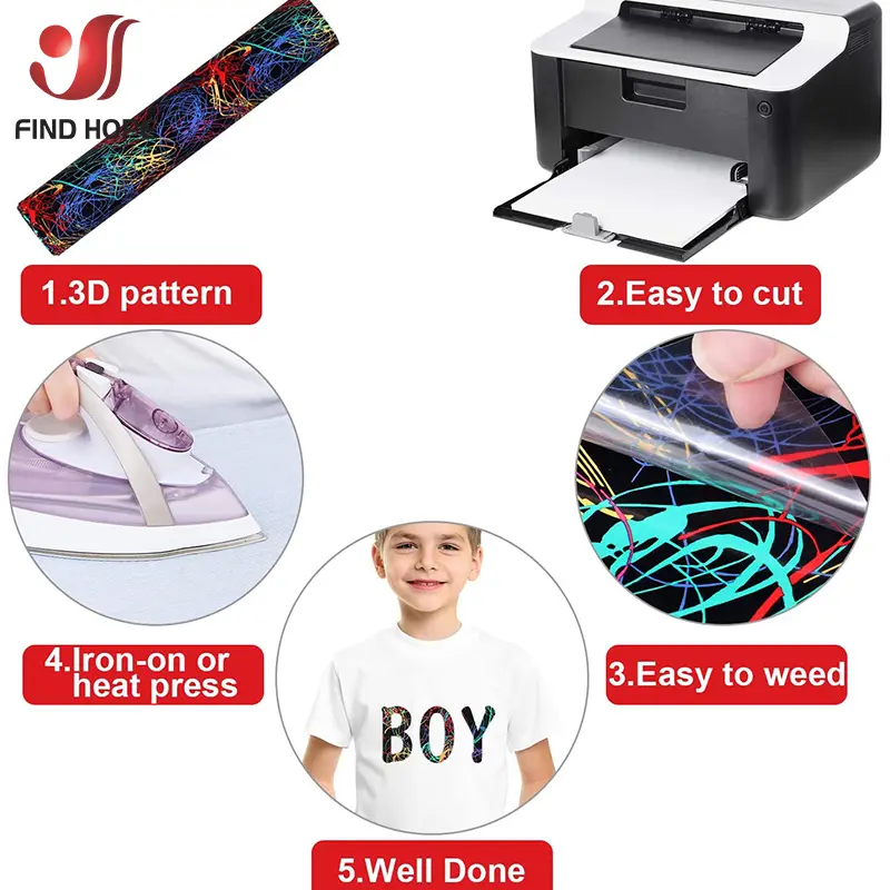 TPU Heat Transfer Vinyl Iridescent Multicolored Graffiti Patterns Heat Press Machine T-shirt Iron On HTV Printing 30*25cm/50cm