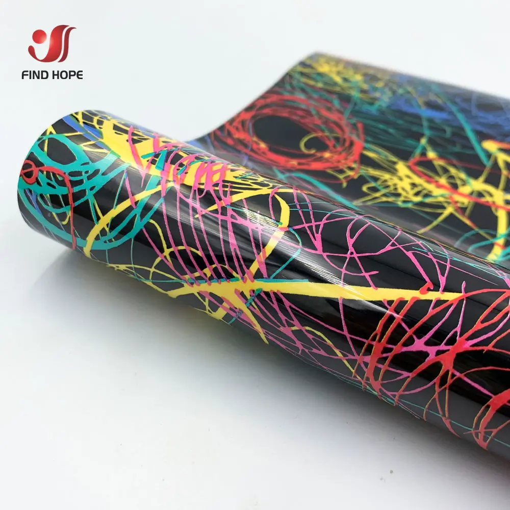 TPU Heat Transfer Vinyl Iridescent Multicolored Graffiti Patterns Heat Press Machine T-shirt Iron On HTV Printing 30*25cm/50cm