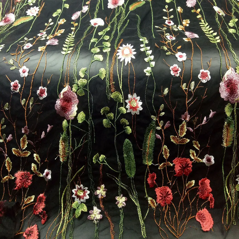 Embroidered Aquatic Plant Lace Fabric 3D Floral Tulle Mesh per Yard for Couture Wedding Dress Runway Costume Skirt Embellishment