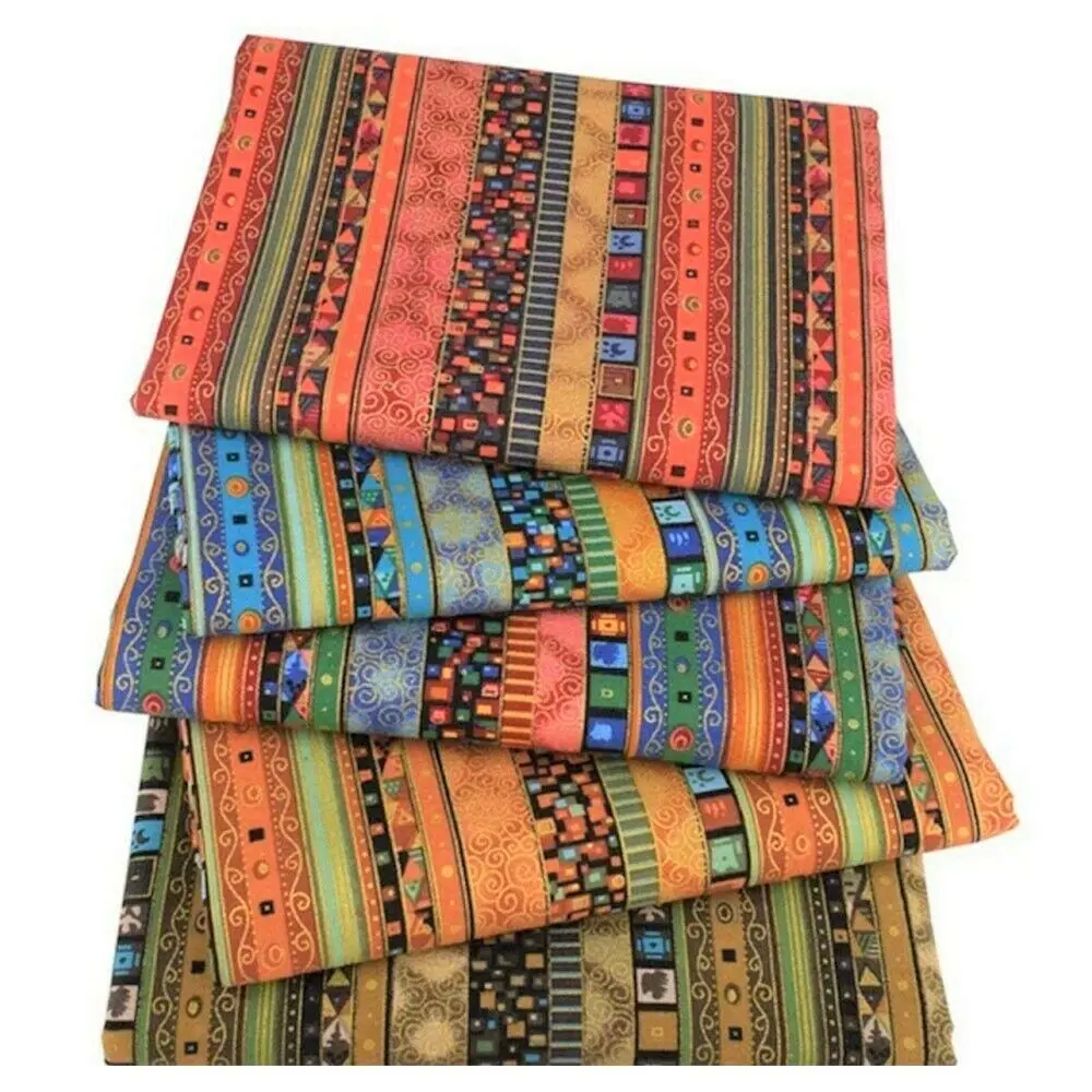 Ethnic Style Cotton Linen Bronzing Fabric Household Textile Sewing Tablecloth Sofa Dress Cushion Curtain Pillowcase Bag Material