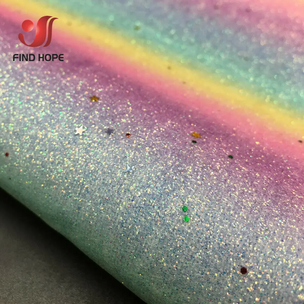 A4 Vegan Leather Sheet Sparkle Rainbow PU Fabric for DIY Phone Case Handmade Earring Bows Hair Clip Kit Miniature Craft Supplies