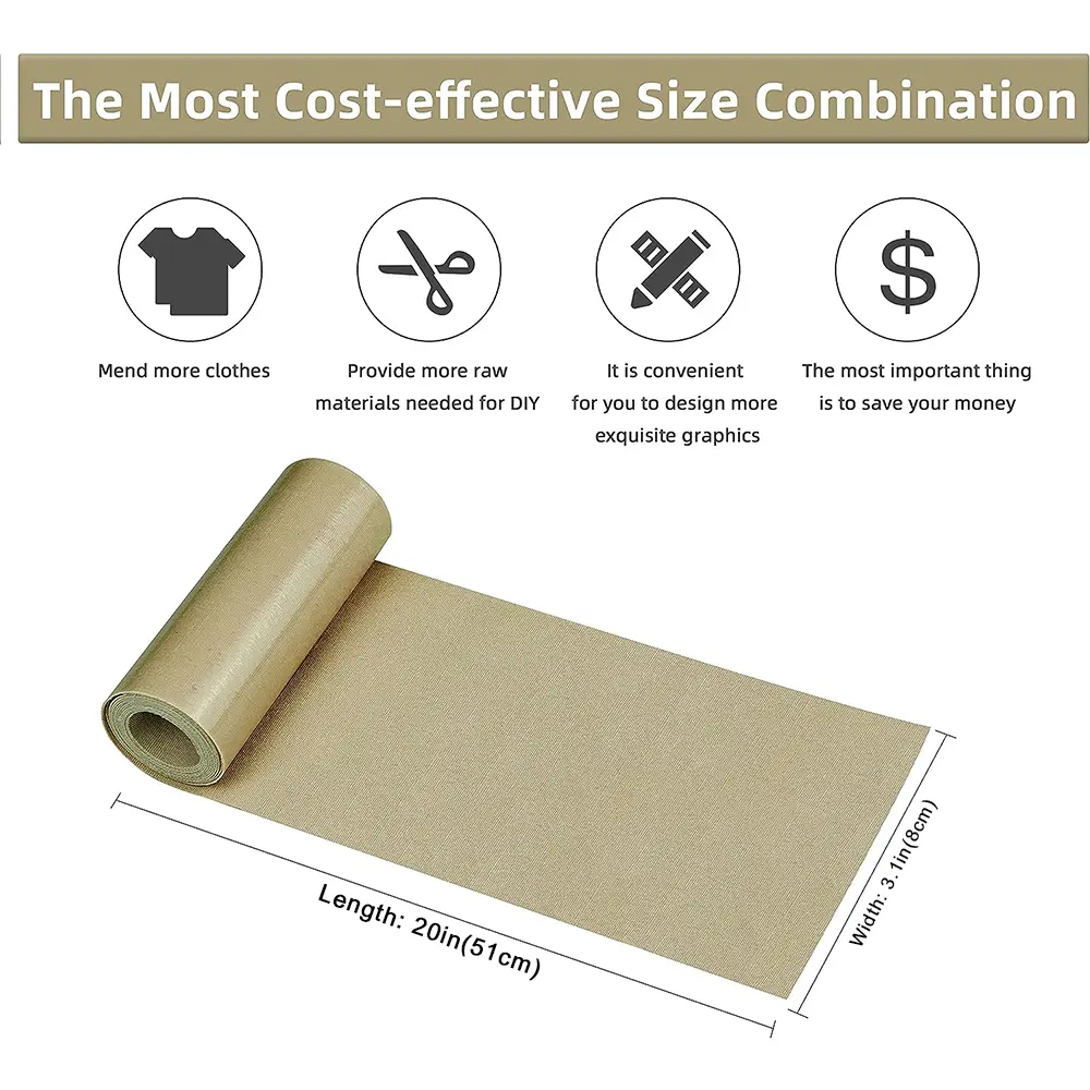 3.1in x 20in Roll Rectangular Twill Iron on Clothing Patches Inside and Outside Fabric Patch Garment Bags Repairing Decorative