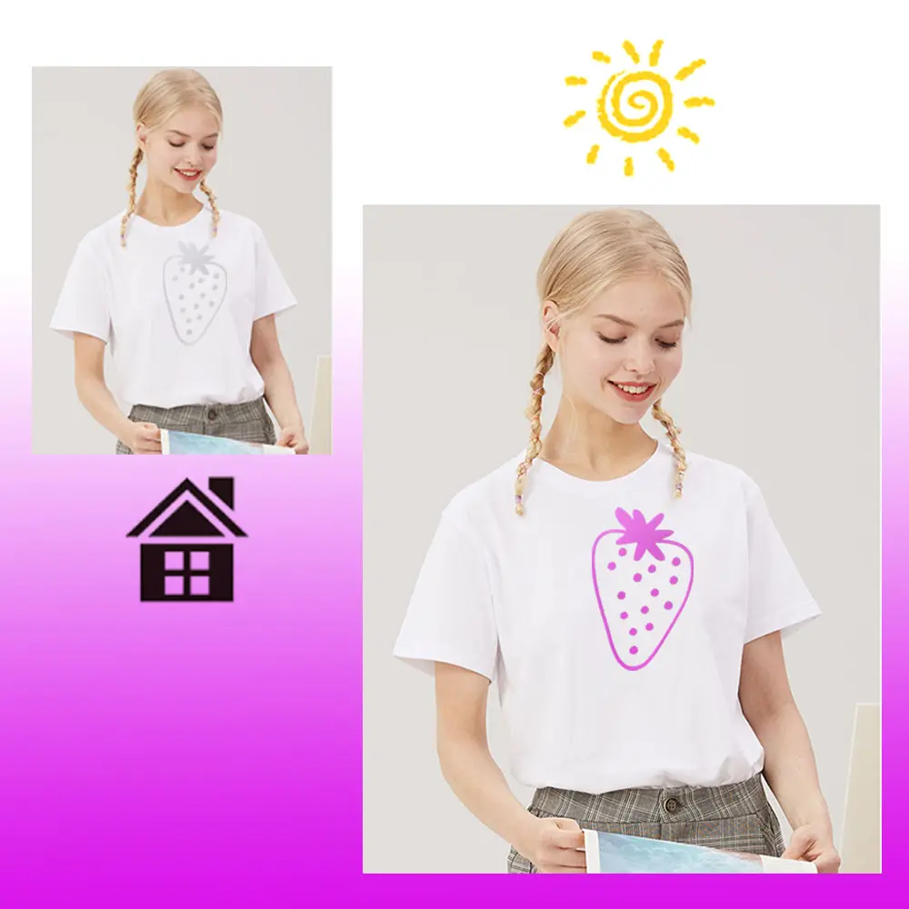 UV Color Change PU Heat Transfer Vinyl Sunlight-Sensing HTV Iron on DIY T-Shirt Hats For cut or Silhouette Cameo