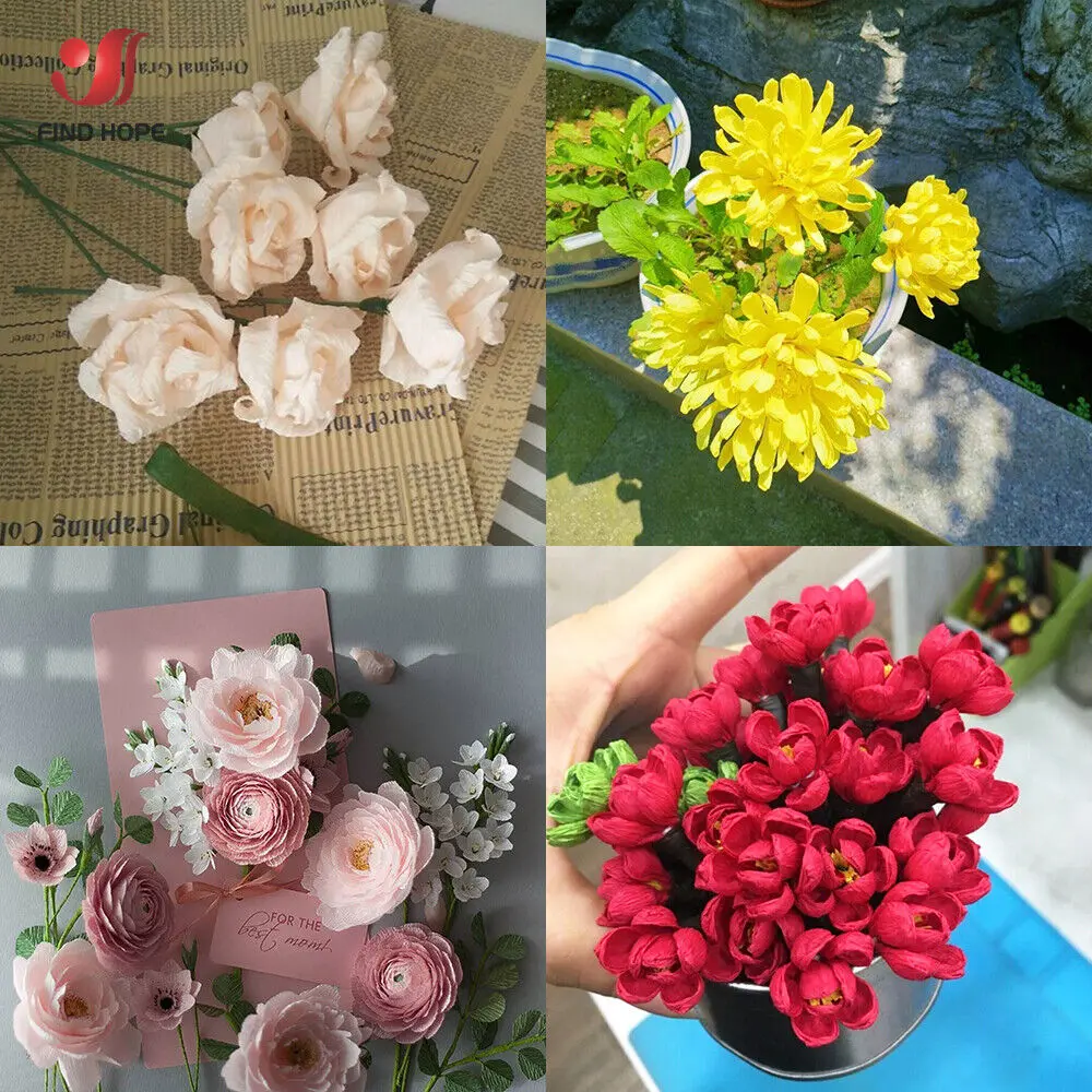25cm x 250cm 3rolls/set Crinkled Crepe Paper Gifts Flower Wrapping Wedding Festive Party Decoration DIY Fold Scrapbooking Crafts