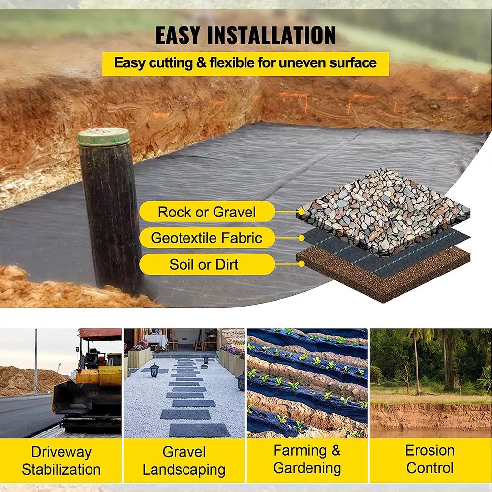 5m/10m Garden Landscape Outdoor Driveway Decking Membrane Agriculture Flower Bed Easy Install Weed Control Fabric Anti UV Border