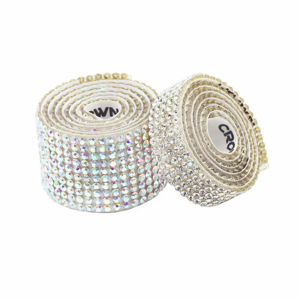 Self Adhesive Crystal Rhinestone Sticker Diamond Ribbon DIY Sticker Rhinestones for Arts Crafts Car Phone Present Bag Decoration
