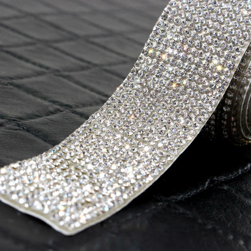 Self Adhesive Crystal Rhinestone Sticker Diamond Ribbon DIY Sticker Rhinestones for Arts Crafts Car Phone Present Bag Decoration