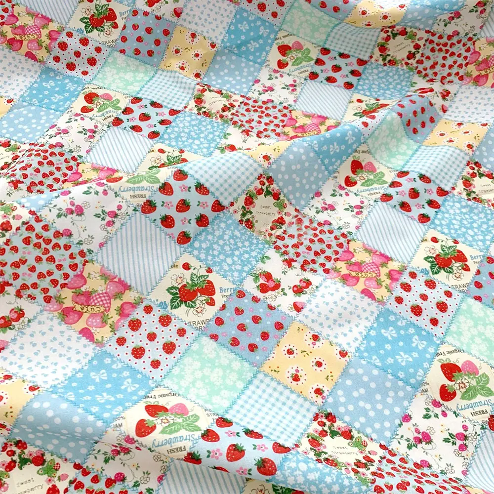 145x50cm 100% Cotton Fabric Handmade DIY For Sewing Dress Clothing Bags Floral Farm Strawberries Patchwork All Purpose Materials