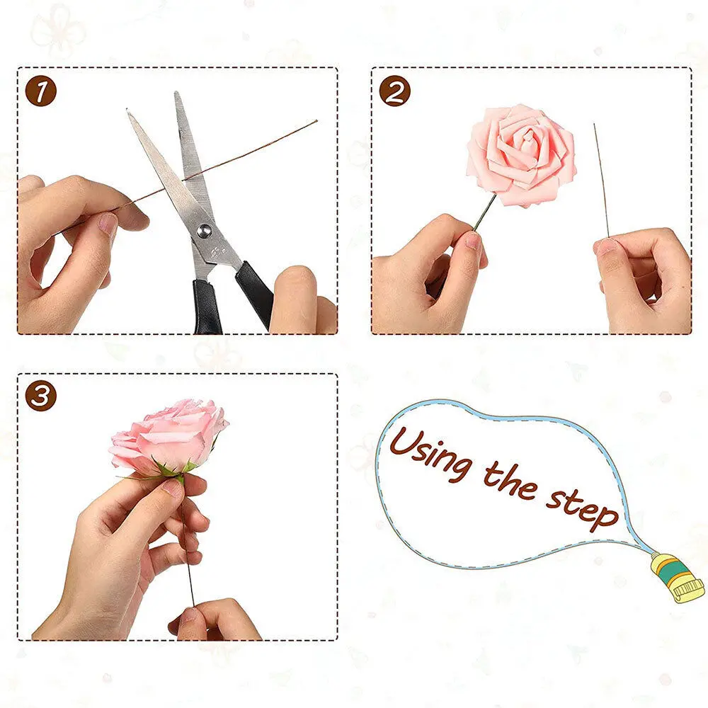 50PCS/Set #26 Paper Floral Wire 0.45mm/0.0177Inch Diameter 36cm Long Iron Wire Used For DIY Nylon Stocking Flower Branche Making