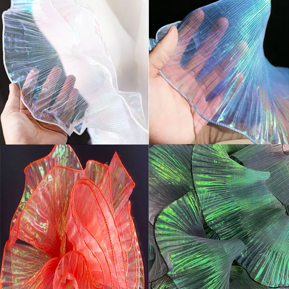 Lace Fabric Pleated Ribbon to Dress Laser Handicraft Clothing Diy Supply Apparel Needlework Accessories Ruffle Sewing Decoration