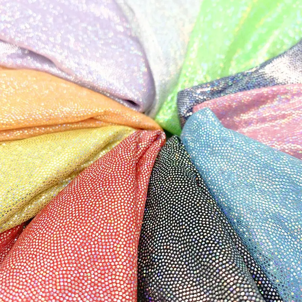 150cm*100cm Glitter Laser Polyester Fabric Iridescent Holographic Wedding Party Background Doll Clothing Decor Material DIY