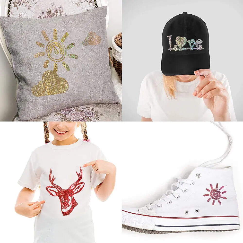 Hologram iridescent Chrome Heat Transfer Vinyl Iron-on Garment Heat Press Textile T-Shirt HTV Printing for cut Film DIY