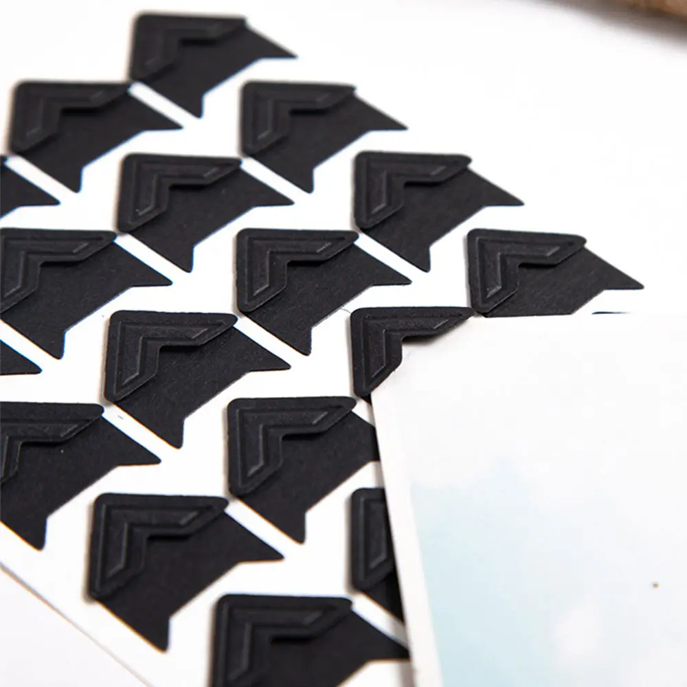 120PCS Corner Stickers Black Gold White Sliver Brown DIY Vintage Sticker Scrapbook Self-Adhesive Photo Album Accessories Decor