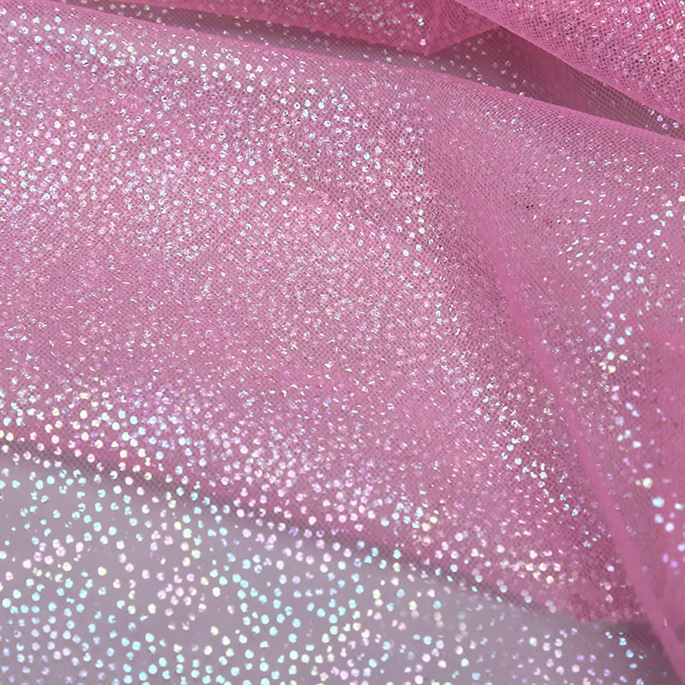 Glitter Tulle Fabric Soft Illusory Rainbow Color Mesh For DIY Girl Skirt Headband Handmade Sewing Cloth Accessory Lace Materials