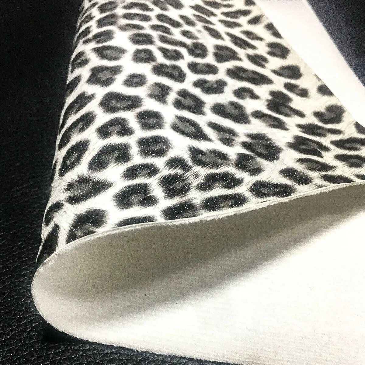 Glitter Shiny Sparkle Leopard Print Fabric PU Leather Waterproof DIY Sewing Bows Craft A4/A5 Sheets