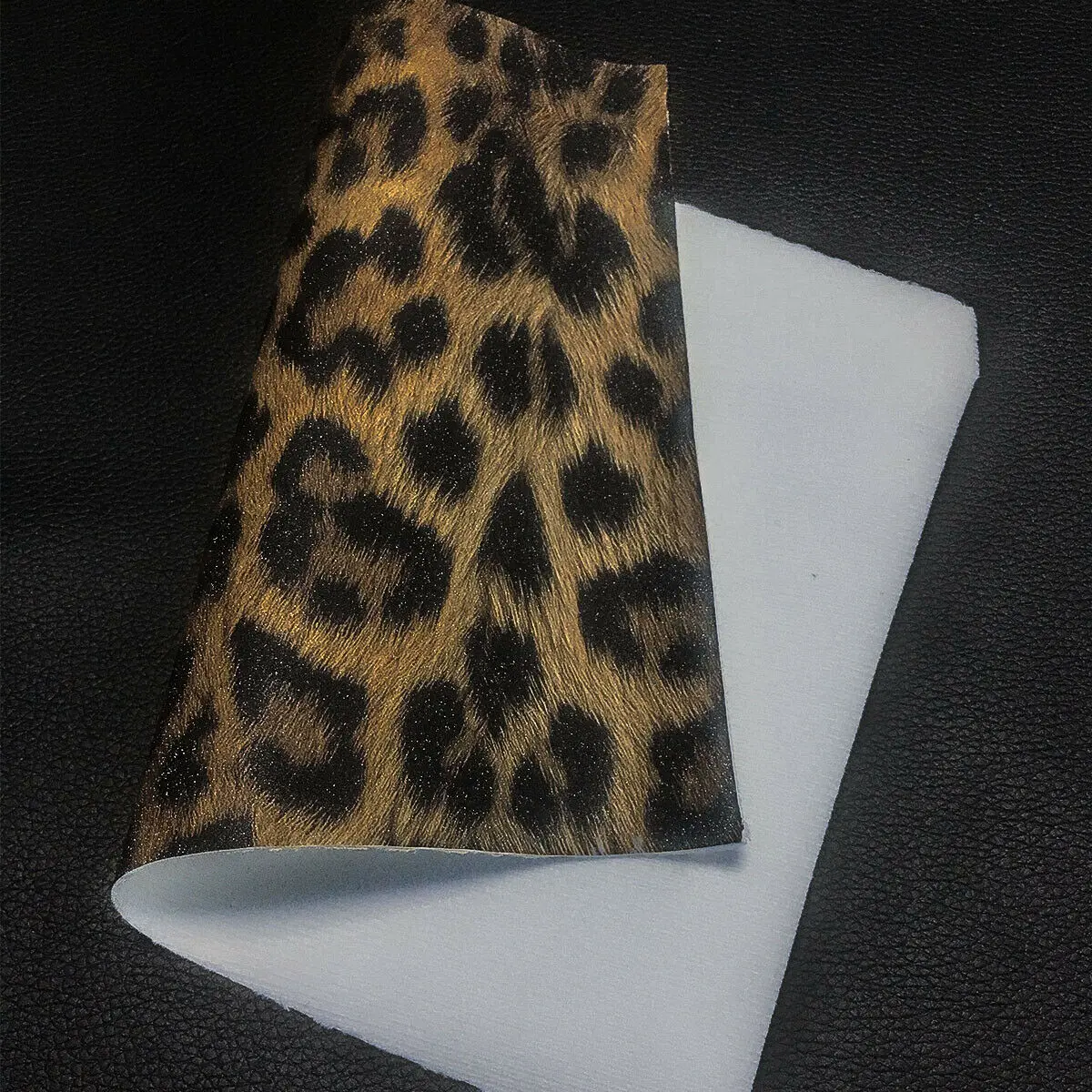 Glitter Shiny Sparkle Leopard Print Fabric PU Leather Waterproof DIY Sewing Bows Craft A4/A5 Sheets