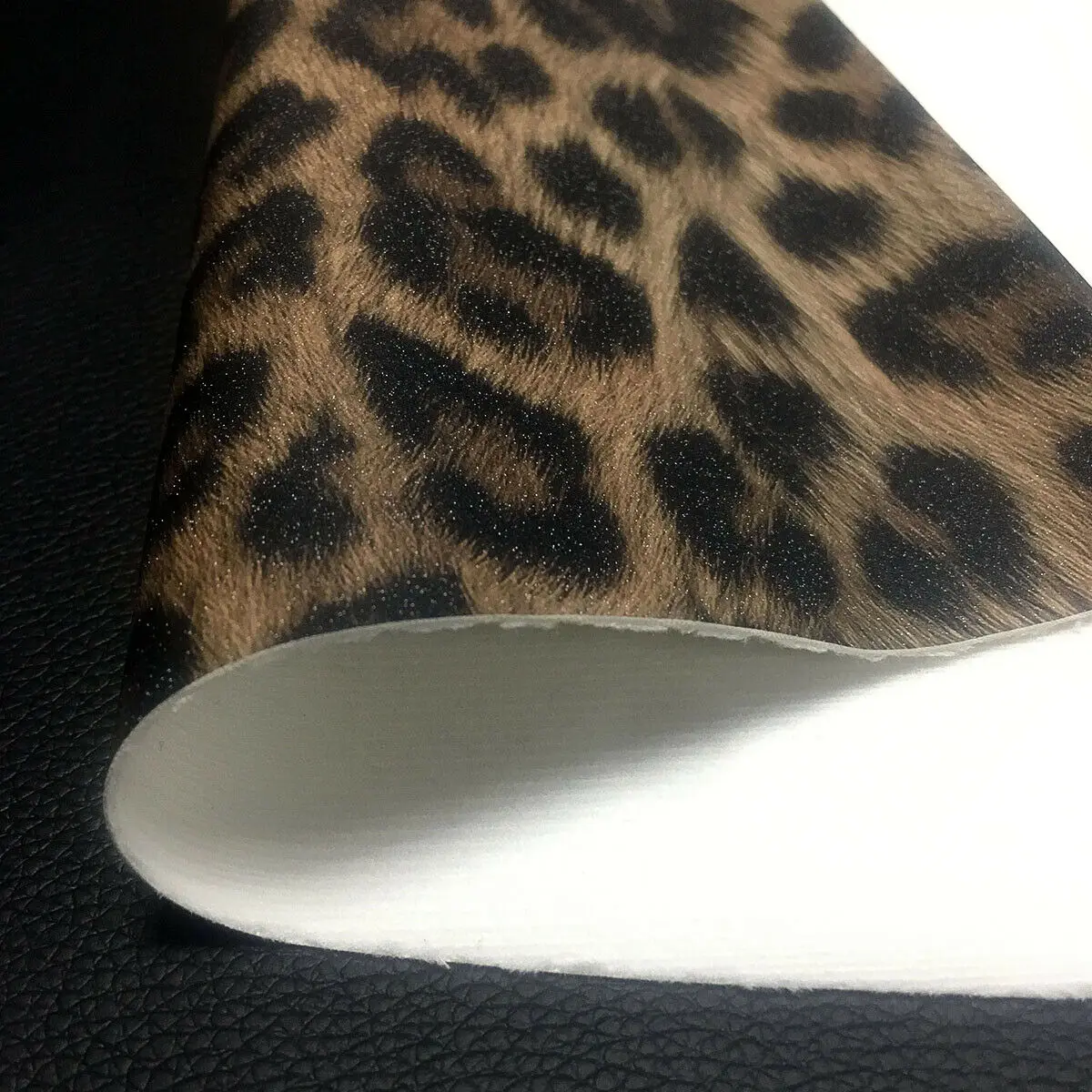 Glitter Shiny Sparkle Leopard Print Fabric PU Leather Waterproof DIY Sewing Bows Craft A4/A5 Sheets