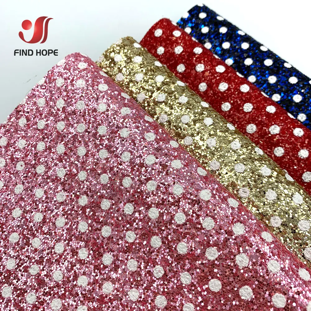 20*30cm Sheets Polka Dot Chunky Glitter Sequins Vinyl PU Faux Leather Fabric Sparkle DIY Craft Brooch Bow Handmade Earring Decor