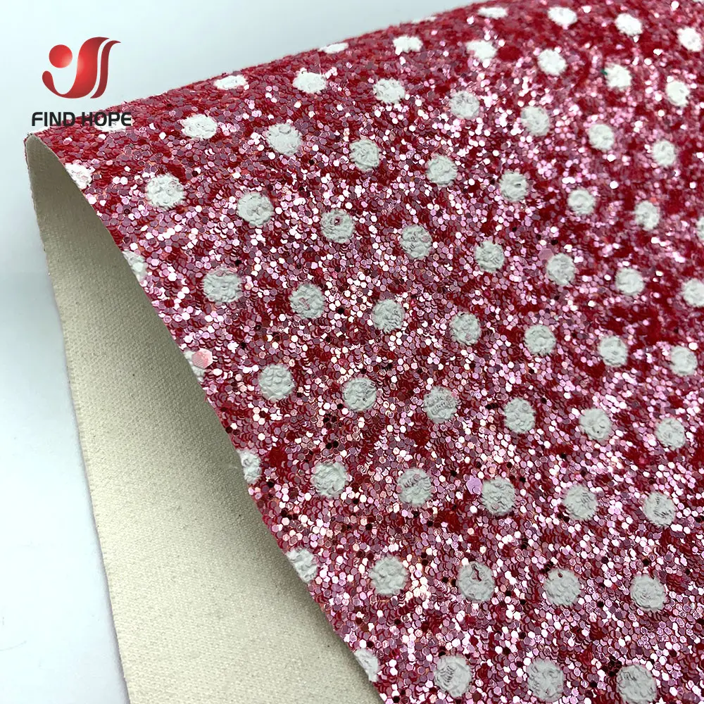 20*30cm Sheets Polka Dot Chunky Glitter Sequins Vinyl PU Faux Leather Fabric Sparkle DIY Craft Brooch Bow Handmade Earring Decor