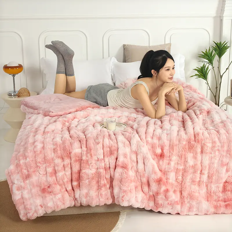 Warm Winter Comforter Fluffy Tuscan Imitation Fur Quilt Rabbit Velevt Thickened Blanket Edredón Home Bedding Full Drop Shipping