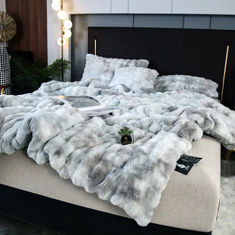 Warm Winter Comforter Fluffy Tuscan Imitation Fur Quilt Rabbit Velevt Thickened Blanket Edredón Home Bedding Full Drop Shipping