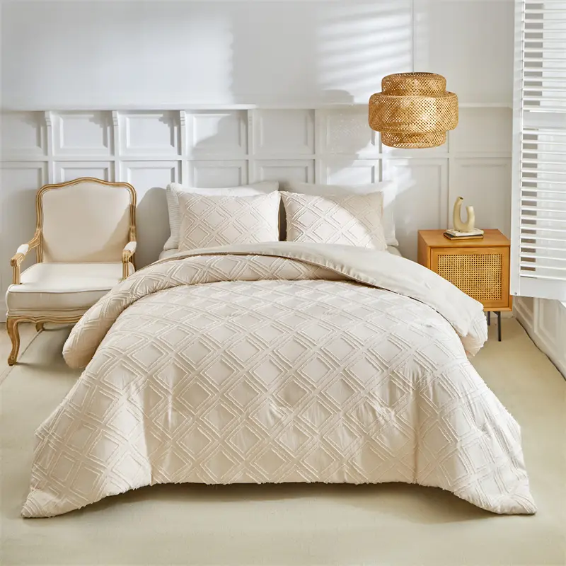 Twist flower Comforter Set,Grey Diamond Quilt+Pillowcase,Microfiber Twin Full Queen King 3pcs USA Home Hotel Bedding 229*229cm