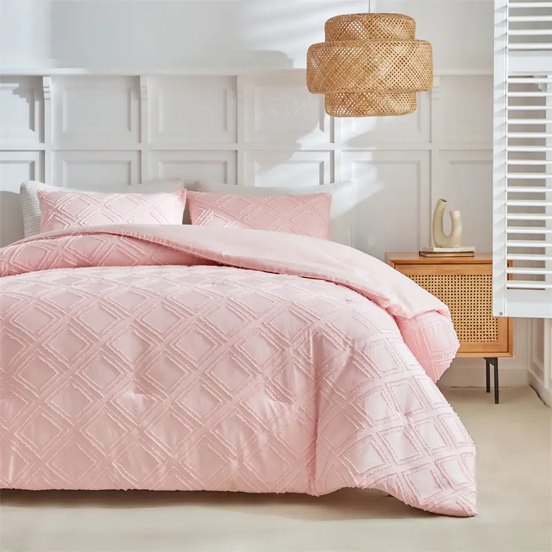 Twist flower Comforter Set,Grey Diamond Quilt+Pillowcase,Microfiber Twin Full Queen King 3pcs USA Home Hotel Bedding 229*229cm