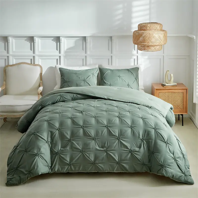 Twist flower Comforter Set,Grey Diamond Quilt+Pillowcase,Microfiber Twin Full Queen King 3pcs USA Home Hotel Bedding 229*229cm