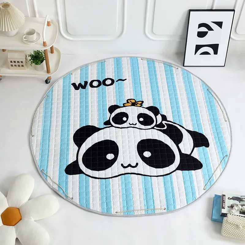 2025 Cute Gaming Floor Mat,Cartoon Animal Panda Kids Play Mat,Round Home Crawling Picnic Rug,150*150cmCarpet, Boy Girl Gift