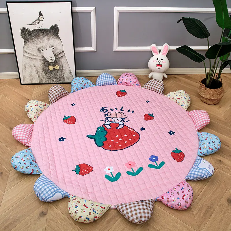Kids Room Carpet Round Flower Shape Panda Car Boy Girl Play Mat Crawling Pad Picnic Anitslip Tapetes Cute Outdoor Tapis kid Gift