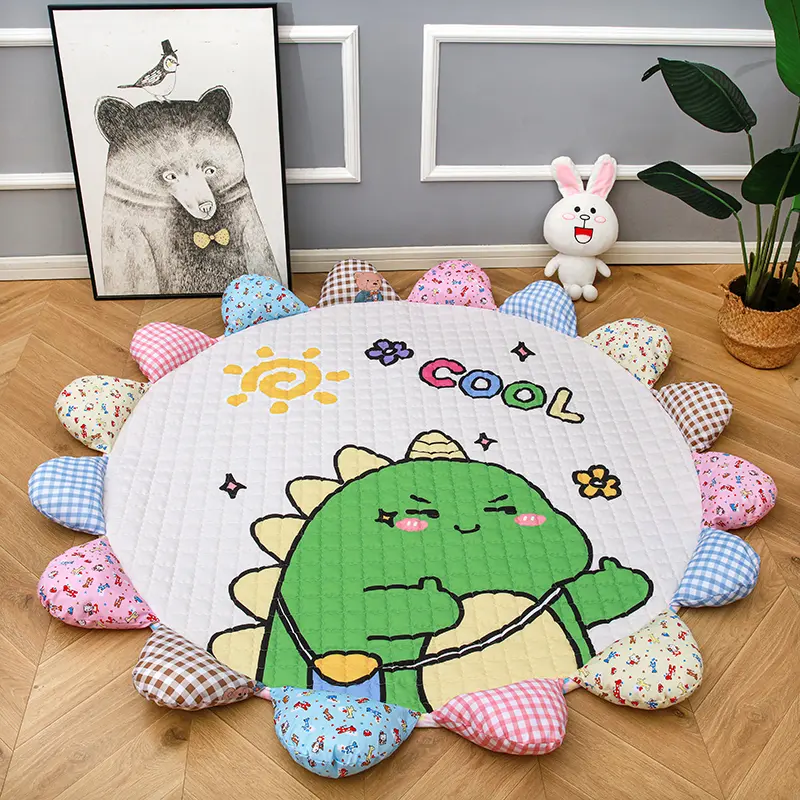 Kids Room Carpet Round Flower Shape Panda Car Boy Girl Play Mat Crawling Pad Picnic Anitslip Tapetes Cute Outdoor Tapis kid Gift