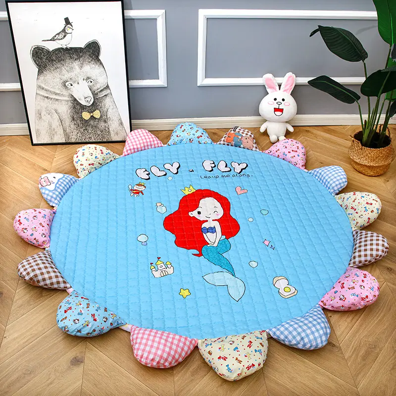 Kids Room Carpet Round Flower Shape Panda Car Boy Girl Play Mat Crawling Pad Picnic Anitslip Tapetes Cute Outdoor Tapis kid Gift