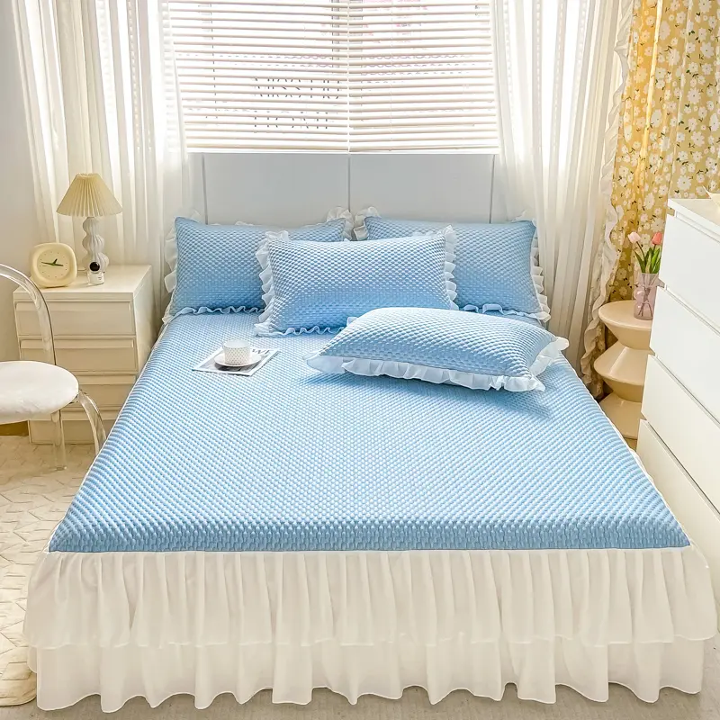2/3pcs Summer Cooling Princess Bed Skirt Set,Mattress Cover Mat,Soft Room Decor Bedspread faldones para camas Drop Shipping Full