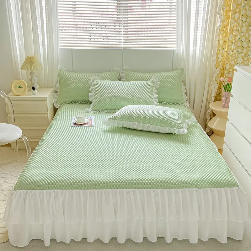 2/3pcs Summer Cooling Princess Bed Skirt Set,Mattress Cover Mat,Soft Room Decor Bedspread faldones para camas Drop Shipping Full