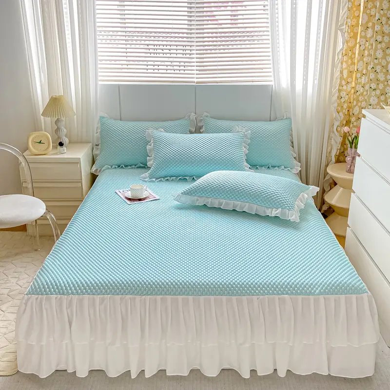2/3pcs Summer Cooling Princess Bed Skirt Set,Mattress Cover Mat,Soft Room Decor Bedspread faldones para camas Drop Shipping Full