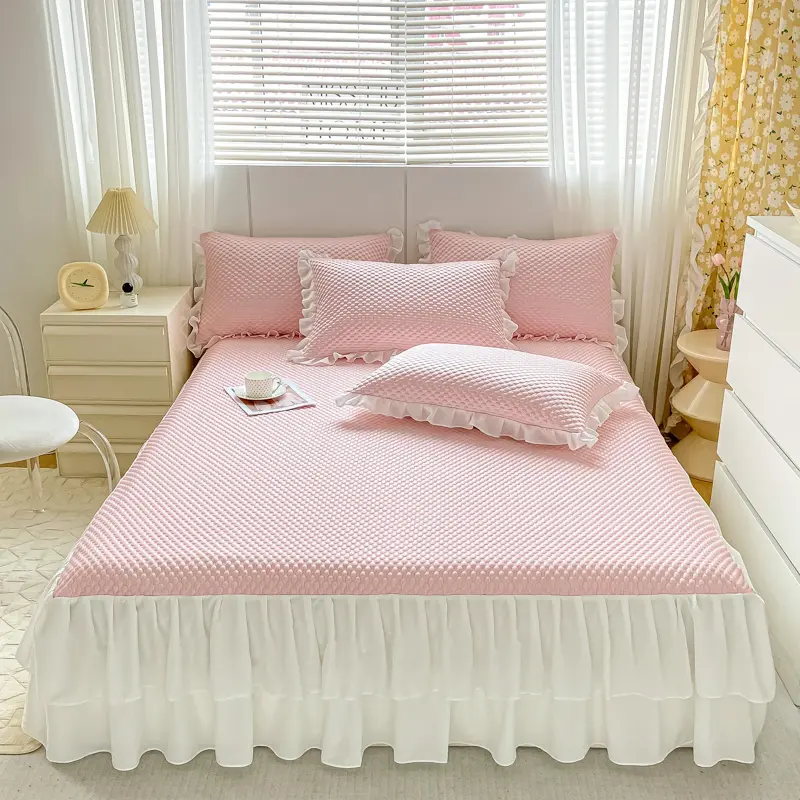 2/3pcs Summer Cooling Princess Bed Skirt Set,Mattress Cover Mat,Soft Room Decor Bedspread faldones para camas Drop Shipping Full
