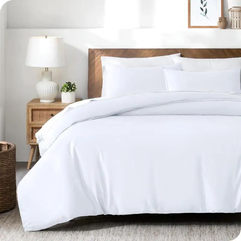 3pcs Lyocell Bamboo Fiber Duvet Cover Set,Luxury Solid Summer Silky Cooling Bedding Set(no Sheet),Single Quilt Cover+Pillowcases