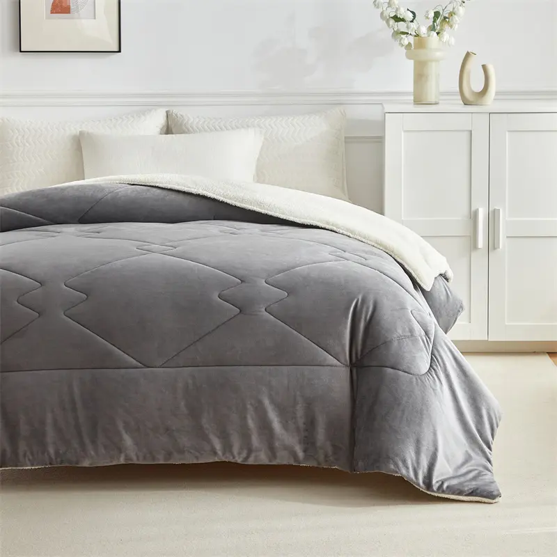 Winter Warm Comforter,Milk Velvet+imitatiom Lamb Cashmere,AB Side Thicken Quilt,Thickened Blanket,Full 200*200cm Стеганые одеяла