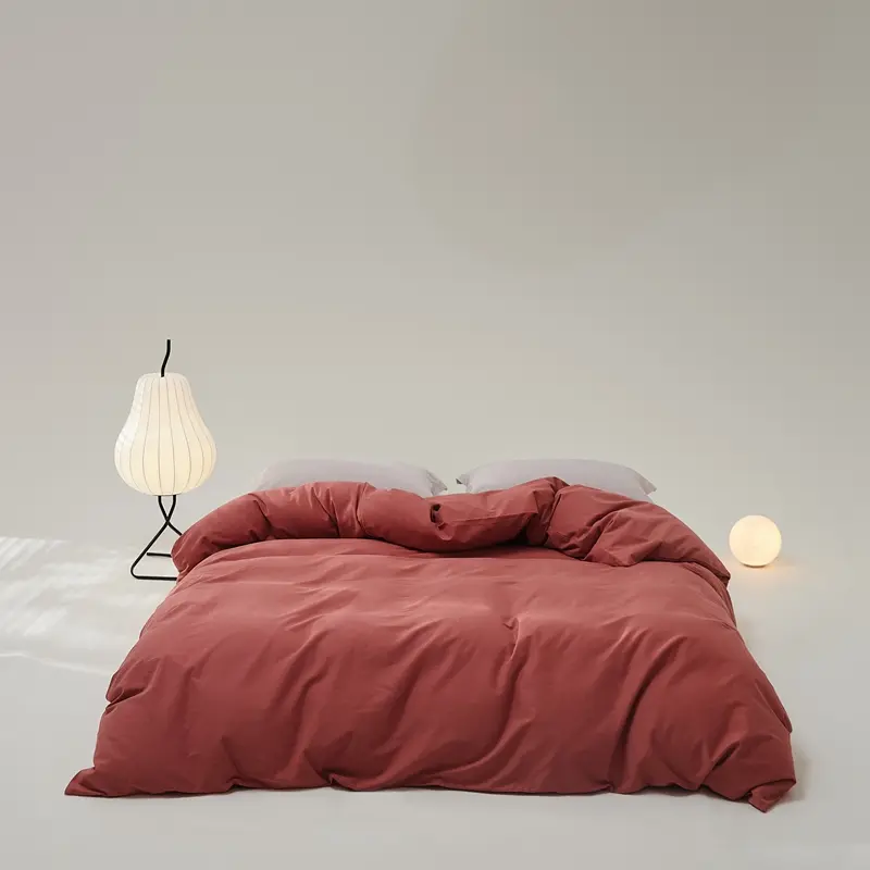 Brushed 100%Cotton Duvet Cover Set Simple Solid Quilt Cover+Pillowcase For Adult OEKO-TEX Bed Linens  Drop Shipping 220*240cm