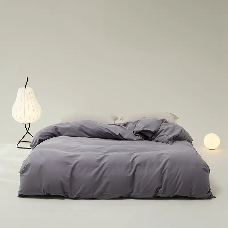 Brushed 100%Cotton Duvet Cover Set Simple Solid Quilt Cover+Pillowcase For Adult OEKO-TEX Bed Linens  Drop Shipping 220*240cm