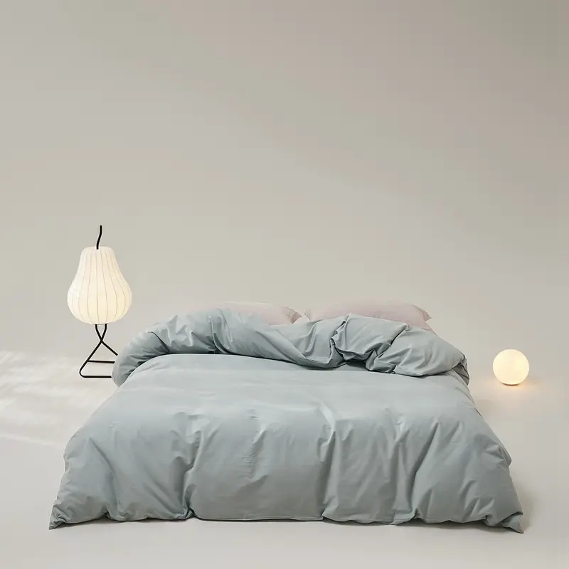 Brushed 100%Cotton Duvet Cover Set Simple Solid Quilt Cover+Pillowcase For Adult OEKO-TEX Bed Linens  Drop Shipping 220*240cm