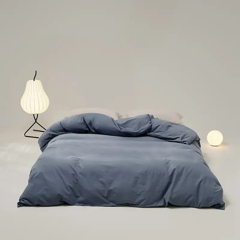 Brushed 100%Cotton Duvet Cover Set Simple Solid Quilt Cover+Pillowcase For Adult OEKO-TEX Bed Linens  Drop Shipping 220*240cm