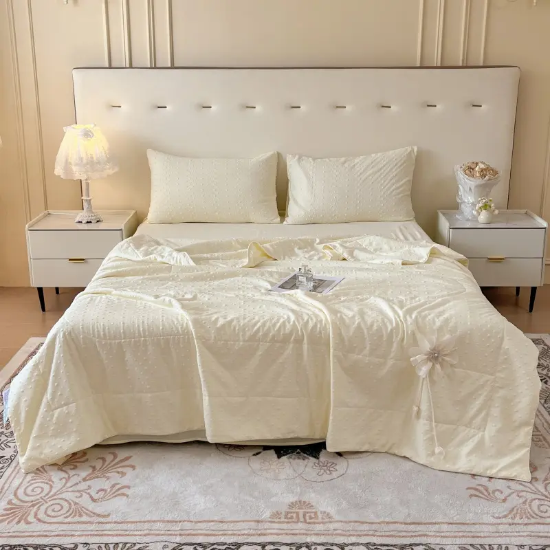 2025 Dot Knitted Cotton Summer Quilt,Thin Air Condition Comforter,Flower Decor Blanket For Kids Adults, Home Bedding 180*200cm