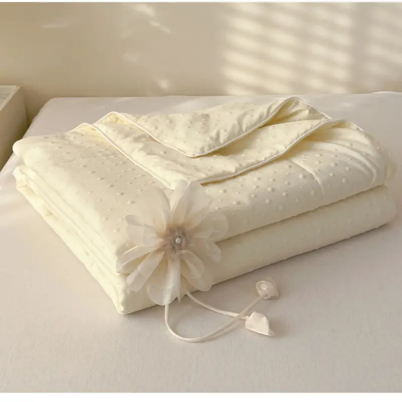 2025 Dot Knitted Cotton Summer Quilt,Thin Air Condition Comforter,Flower Decor Blanket For Kids Adults, Home Bedding 180*200cm