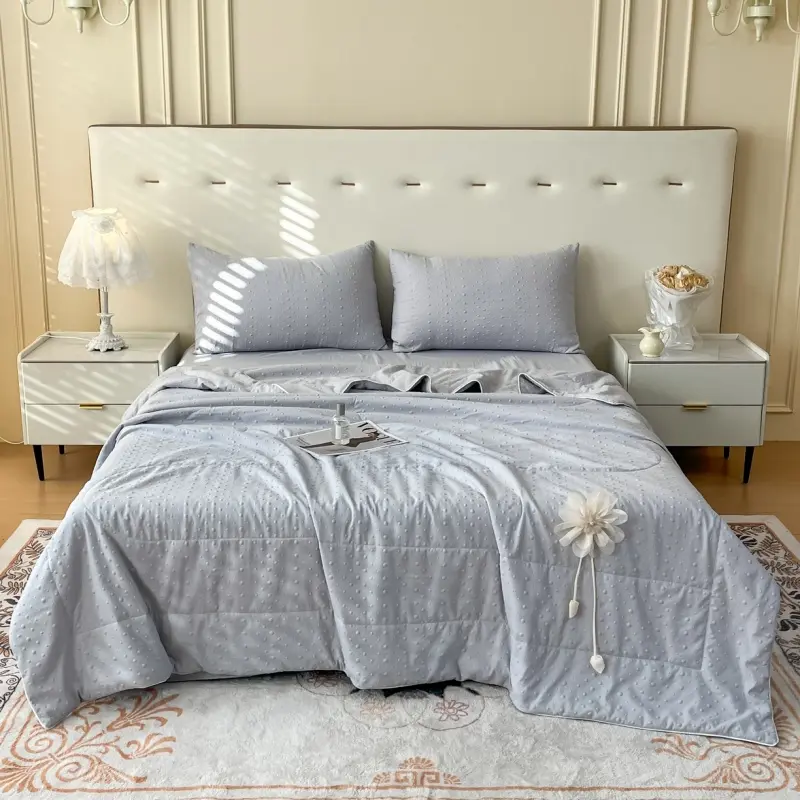 2025 Dot Knitted Cotton Summer Quilt,Thin Air Condition Comforter,Flower Decor Blanket For Kids Adults, Home Bedding 180*200cm