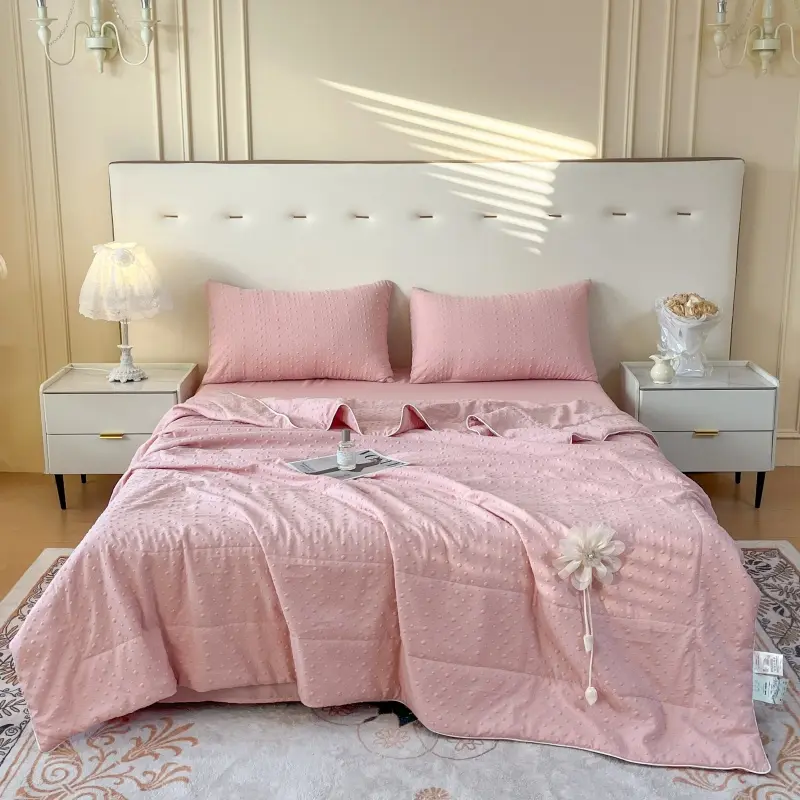 2025 Dot Knitted Cotton Summer Quilt,Thin Air Condition Comforter,Flower Decor Blanket For Kids Adults, Home Bedding 180*200cm