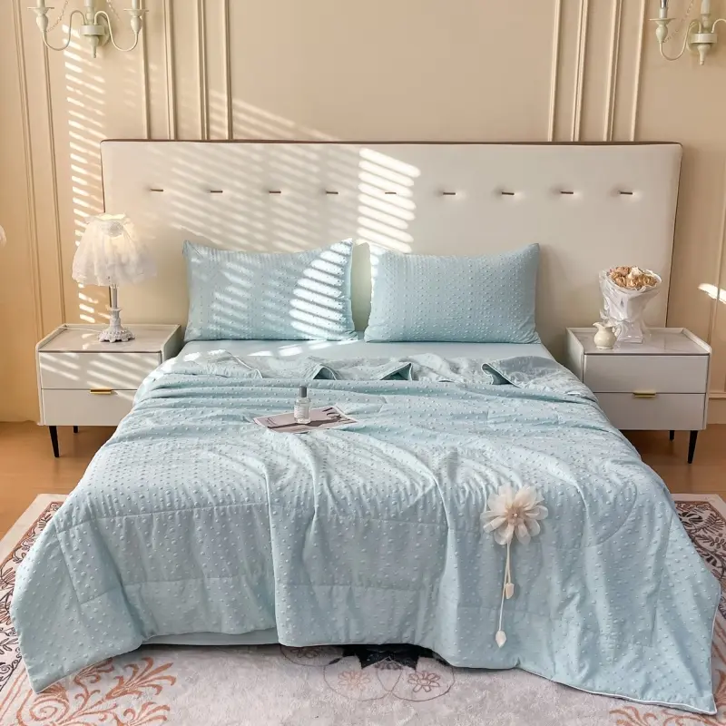 2025 Dot Knitted Cotton Summer Quilt,Thin Air Condition Comforter,Flower Decor Blanket For Kids Adults, Home Bedding 180*200cm