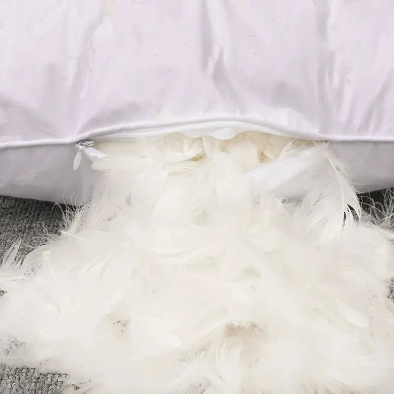 1pc White Goose Feather Filling Pillow For Home Hotel,Pure Cotton Face, Soft Fluffy Sleep Neck Pillows Drop Shipping 48*74cm