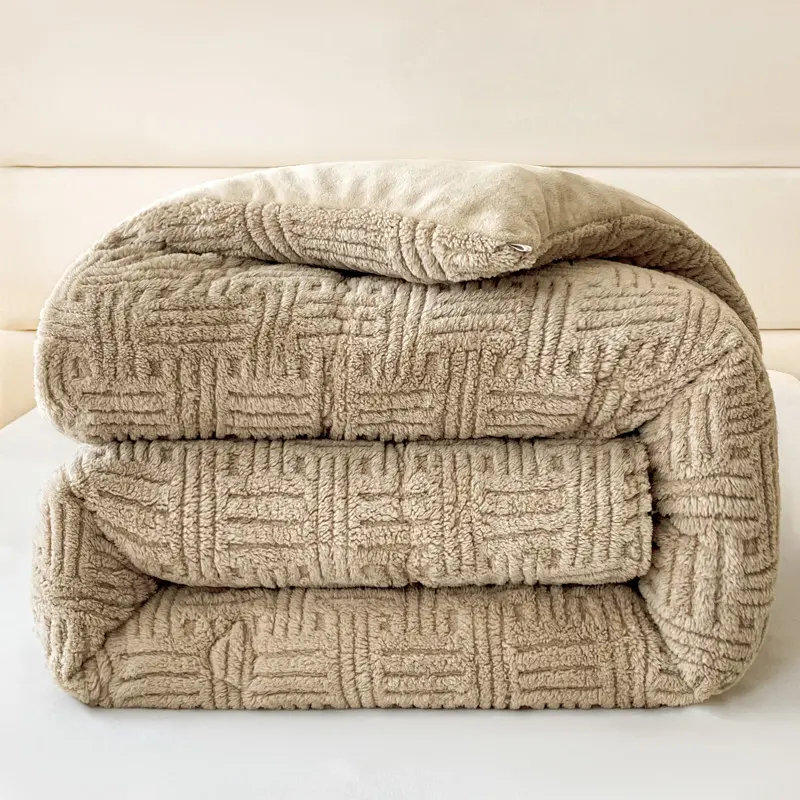Warmth Fleece Velvet Comforter,AB Side Thickened Quilt Blankets,Cozy Plush King Queen Home Bedding For Winter,Autumn, 150x200cm