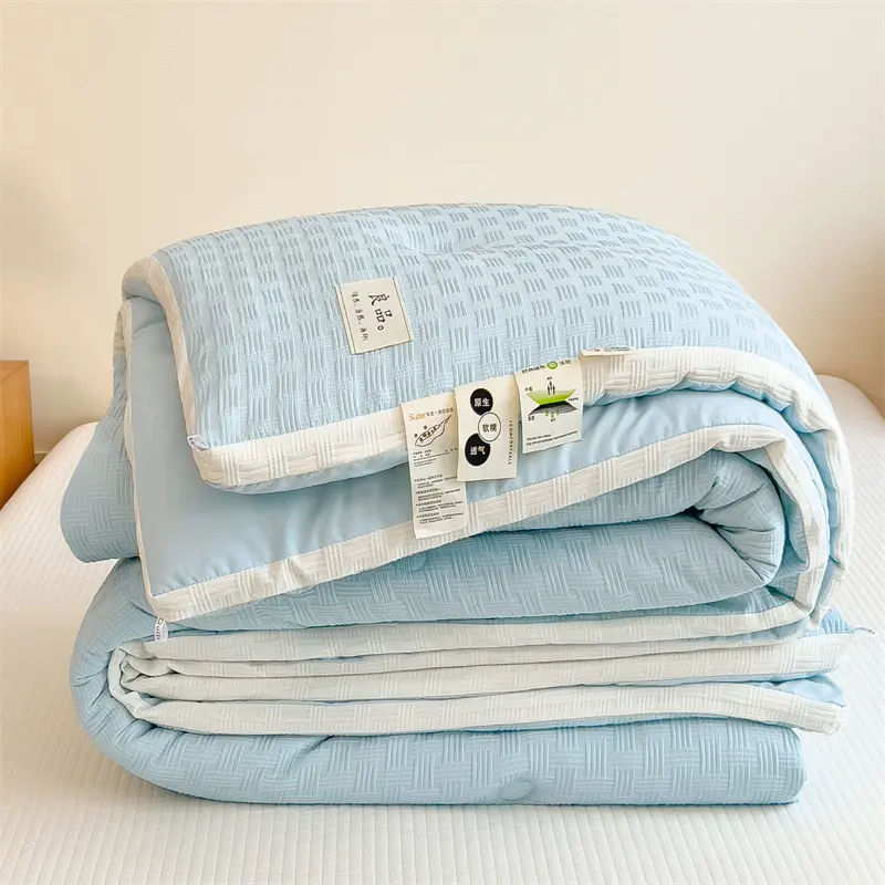 Knitted Waffle Soybean Quilts Blue Comforter Warm Quilt Core For Winter Autumn Spring  Full Double Home Textile Drop Shipping